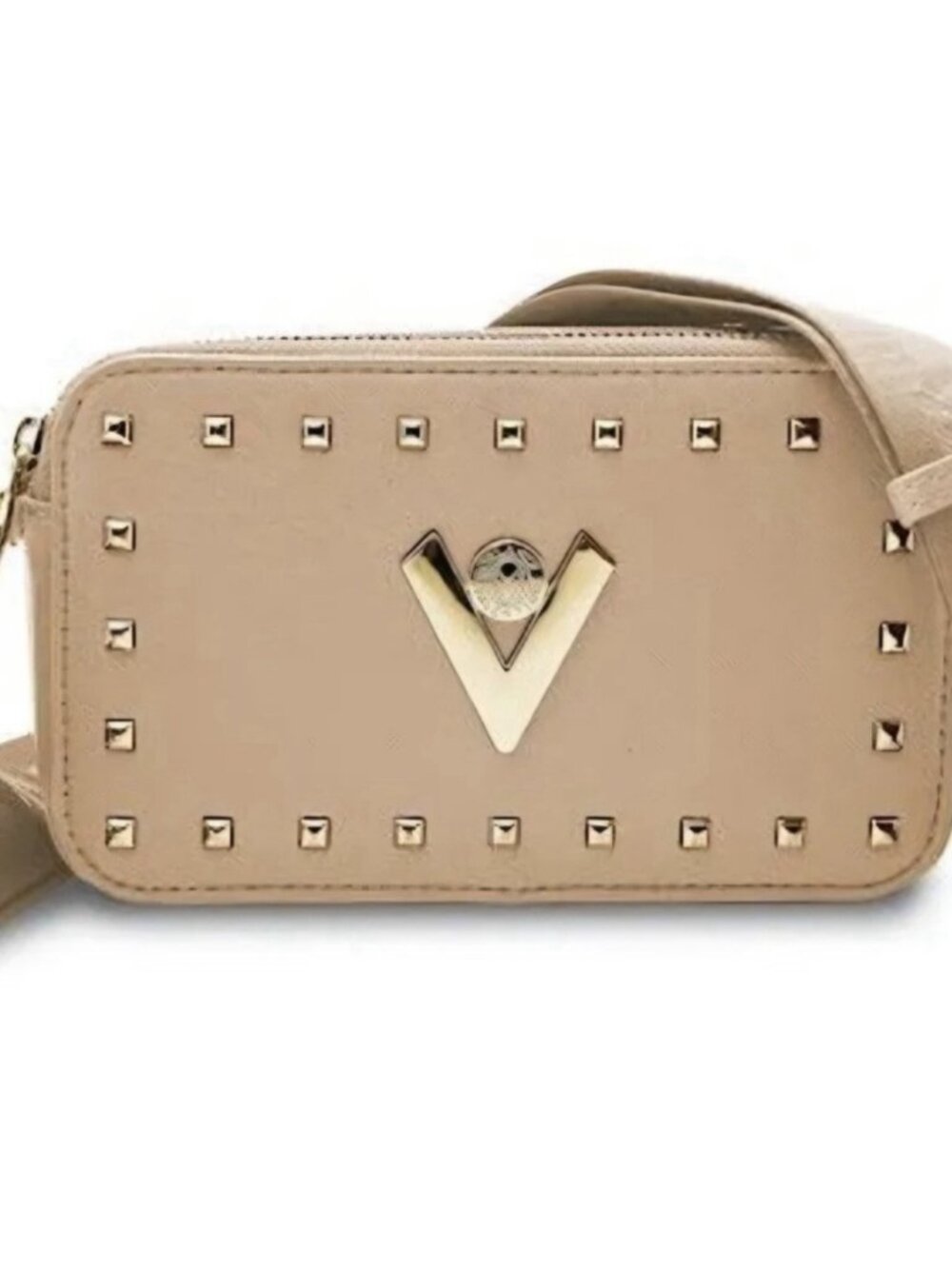 Valentino Orlandi V-2023S Taupe Studded Camera Crossbody Bag One Size NWT